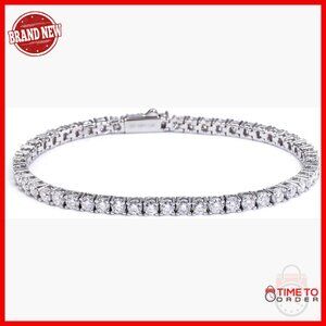 Lab-Created Moissanite Tennis Bracelet 7 Inch 18k Gold Plated Sterling Silver